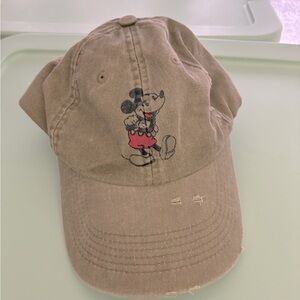 Disney Parks Ball Cap Mickey Mouse Olive Green Denim Hat Size Adult